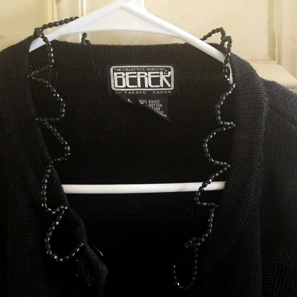 Berek Black and multicolored trim cardigan sweater